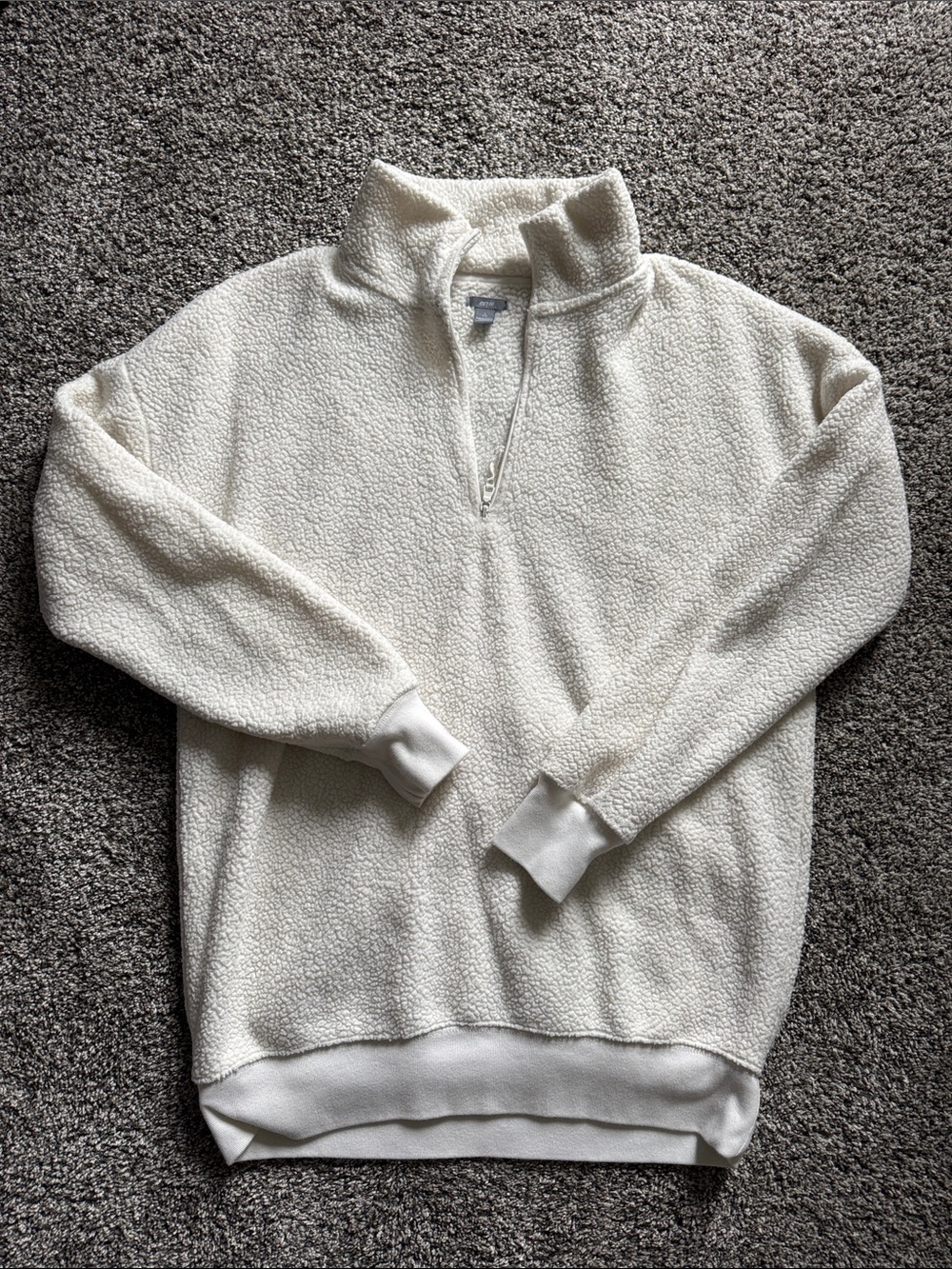 Women’s Cream Sherpa Quarter-Zip Pullover Sweater